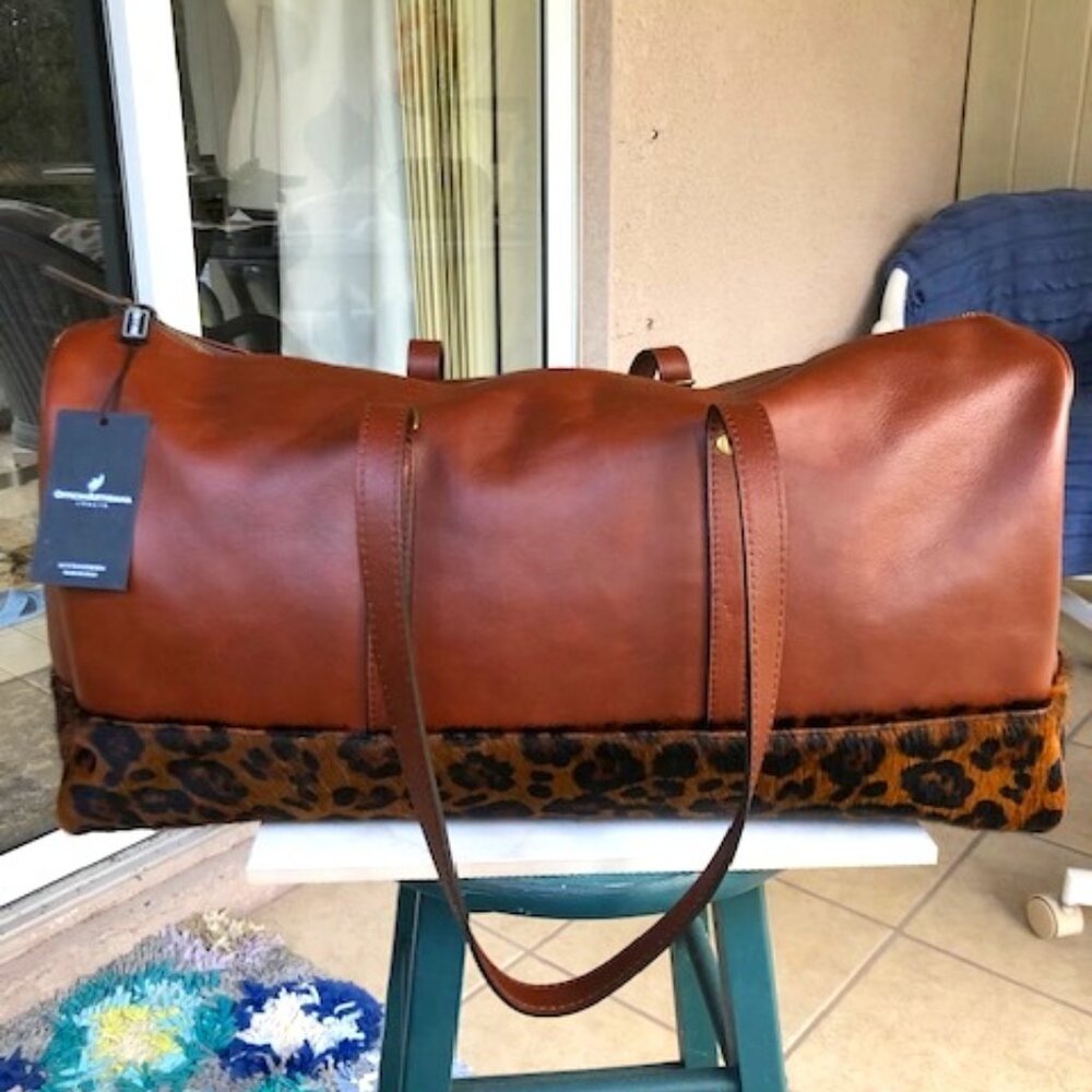 Officina Artigiana Italia | NWT 100% Leather Duffel Travel Overnight Bag